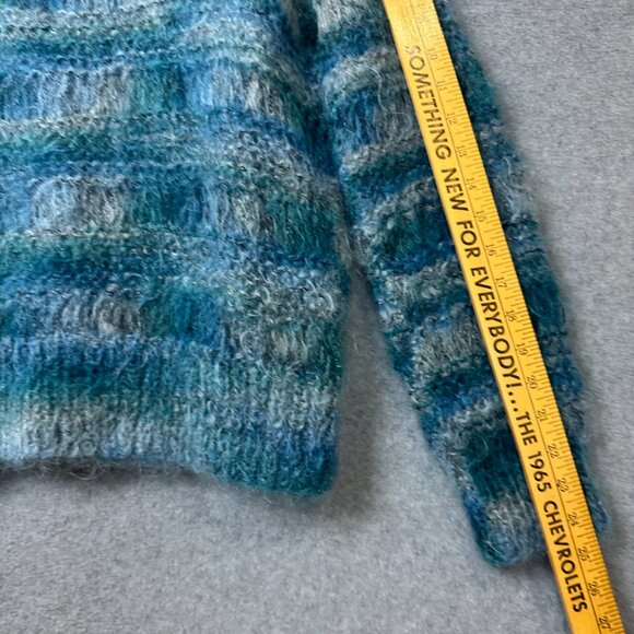 Vintage Bernat Klein Handmade Mohair Wool Teal Blue Green Sweater Med Scotland - Picture 9 of 11
